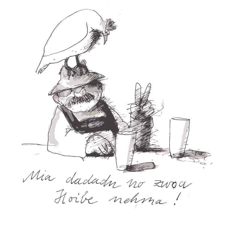 no zwoa Hoibe in der Cafelottebar